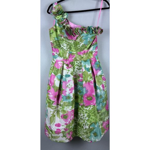Eliza J Sz 6 One Shoulder Raised Flower Detail Pockets Knee Length Party Dress - Picture 1 of 12